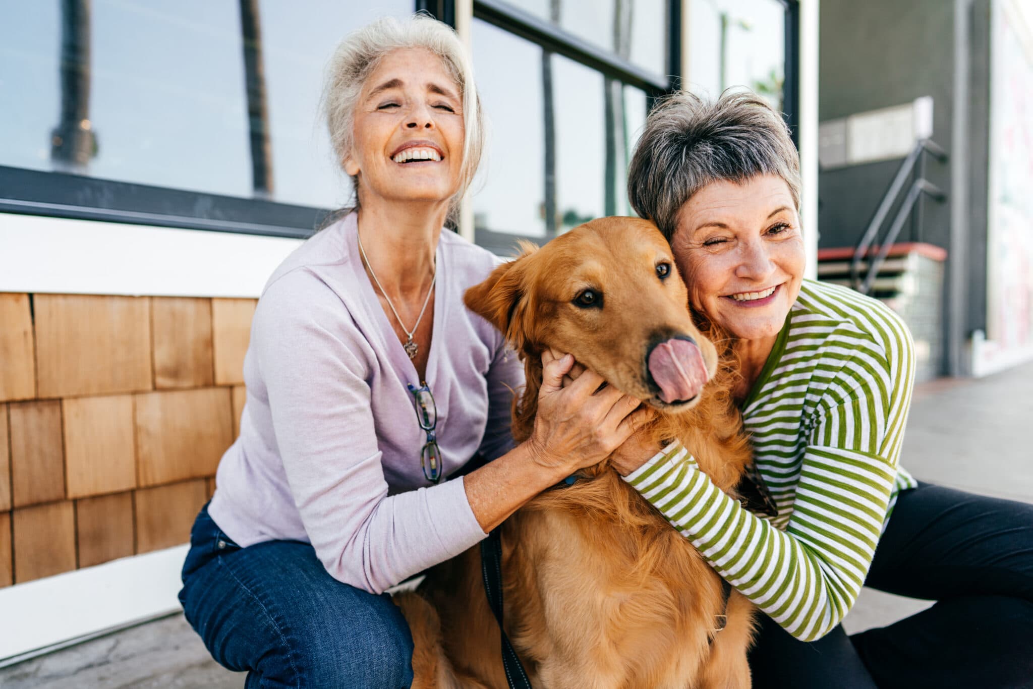Senior ladies hugging a dog.jpg Senior ladies hugging a dog.jpg